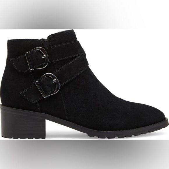 Sway Waterproof Bootie Black Suede Boots with Double Buckles Sz 6 - Picture 2 of 12